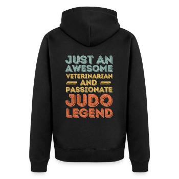 Veterinarian Judo legend retro - Unisex Premium Organic Zip Hoodie - black - Back - Nico (187cm)