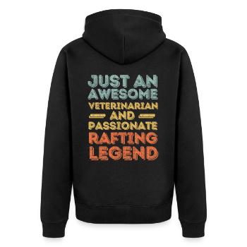 Tierarzt Rafting Legende retro - Unisex Premium Bio Zip Hoodie - Schwarz - Hinten - Nico (187cm)