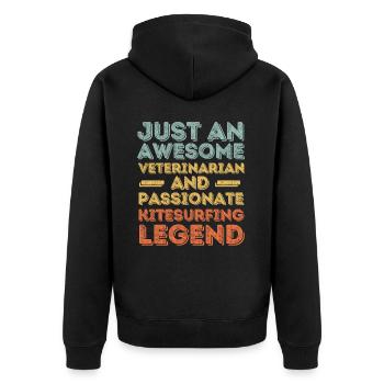 Tierarzt Kitesurfing Legende retro - Unisex Premium Bio Zip Hoodie - Schwarz - Hinten - Nico (187cm)