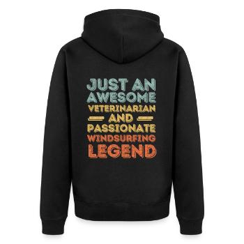 Tierarzt Windsurfen Legende retro - Unisex Premium Bio Zip Hoodie - Schwarz - Hinten - Nico (187cm)