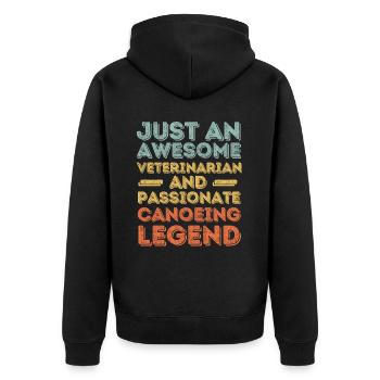 Tierarzt Kanulegende retro - Unisex Premium Bio Zip Hoodie - Schwarz - Hinten - Nico (187cm)