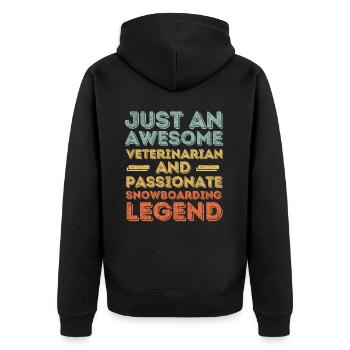Tierarzt Snowboard Legende retro - Unisex Premium Bio Zip Hoodie - Schwarz - Hinten - Nico (187cm)