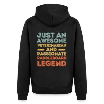 Tierarzt Paddleboard Legende retro - Unisex Premium Bio Zip Hoodie - Schwarz - Hinten - Nico (187cm)