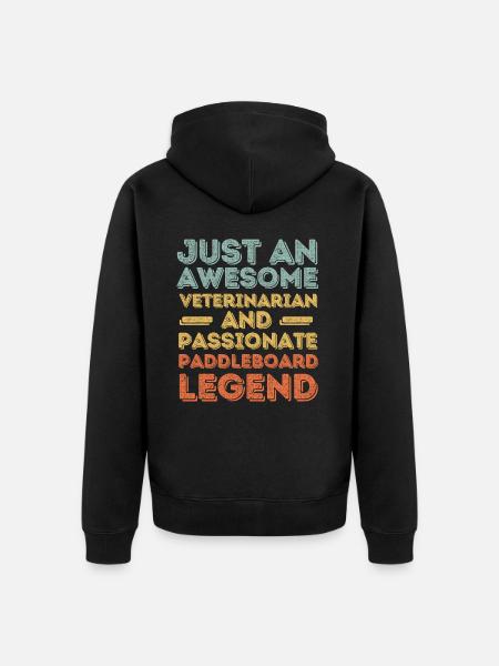 Veterinarian Paddleboard legend retro - Unisex Premium Organic Zip Hoodie - black