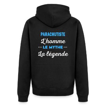 PARACHUTISTE homme mythe légende - Veste à capuche bio Premium Unisexe - noir - Dos - Nico (187cm)