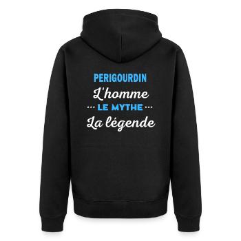 PERIGOURDIN homme mythe légende - Veste à capuche bio Premium Unisexe - noir - Dos - Nico (187cm)