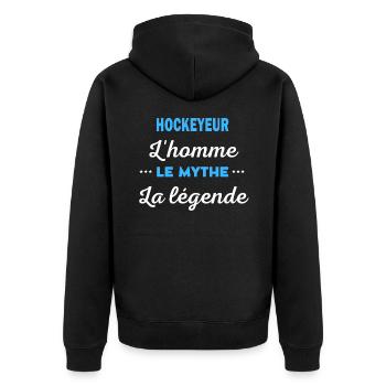 HOCKEYEUR homme mythe légende - Veste à capuche bio Premium Unisexe - noir - Dos - Nico (187cm)