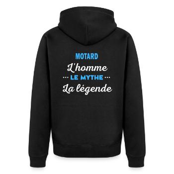 MOTARD homme mythe légende - Veste à capuche bio Premium Unisexe - noir - Dos - Nico (187cm)