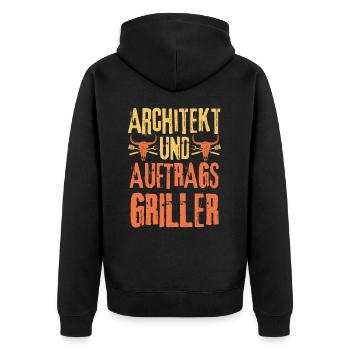 Architekt und Grillen - Unisex Premium Bio Zip Hoodie - Schwarz - Hinten - Nico (187cm)