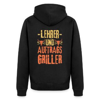 Lehrer und Grillen - Unisex Premium Bio Zip Hoodie - Schwarz - Hinten - Nico (187cm)