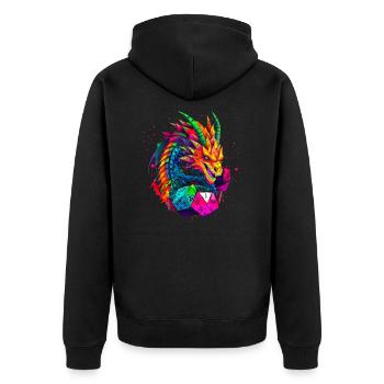 Dragon Die V.3 - Unisex Premium Bio Zip Hoodie - Schwarz - Hinten - Nico (187cm)