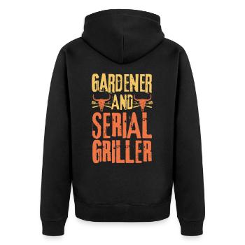 Jardinier et gril en série - Veste à capuche bio Premium Unisexe - noir - Dos - Nico (187cm)