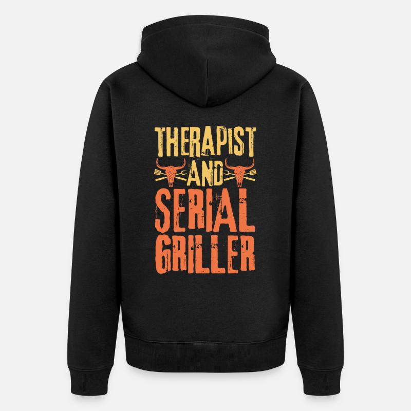 Thérapeute et Serial Griller - Veste à capuche bio Premium Unisexe - noir