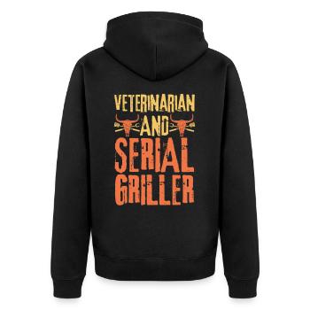 Veterinarian and Serial Griller - Unisex Premium Organic Zip Hoodie - black - Back - Nico (187cm)