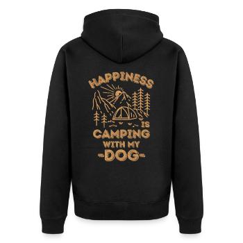 Camping mit Hund - Unisex Premium Bio Zip Hoodie - Schwarz - Hinten - Nico (187cm)