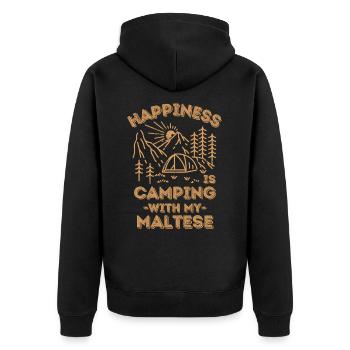 Camping mit Maltesern - Unisex Premium Bio Zip Hoodie - Schwarz - Hinten - Nico (187cm)