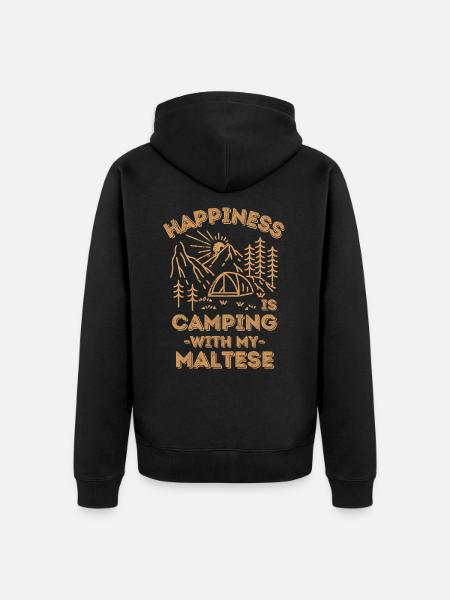 Camping mit Maltesern - Unisex Premium Bio Zip Hoodie - Schwarz