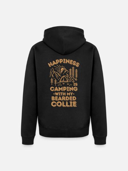 Camping mit Bearded-Collie - Unisex Premium Bio Zip Hoodie - Schwarz