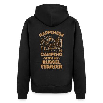 Camping mit Russel-Terrier - Unisex Premium Bio Zip Hoodie - Schwarz - Hinten - Nico (187cm)