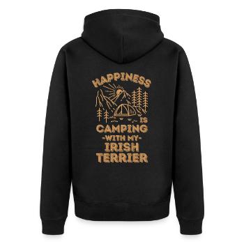 Camping with irish-terrier - Unisex Premium Organic Zip Hoodie - black - Back - Nico (187cm)