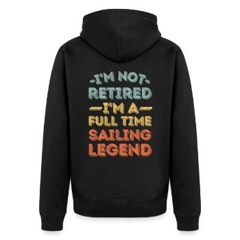 Retired and sailing legend - Unisex Premium Organic Zip Hoodie - black - Back - Nico (187cm)