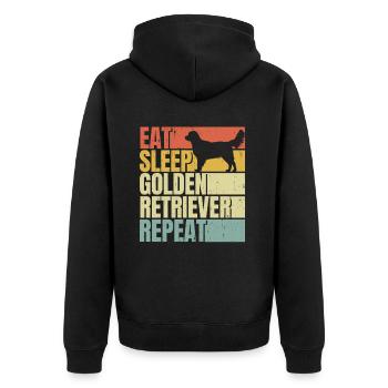 Manger dormir Golden-retriever répéter - Veste à capuche bio Premium Unisexe - noir - Dos - Nico (187cm)