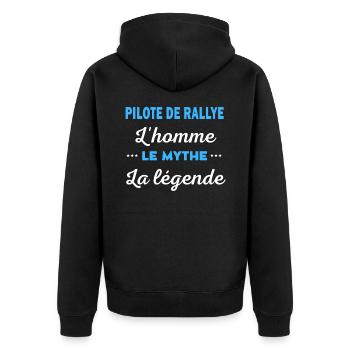 PILOTE DE RALLYE homme mythe légende - Veste à capuche bio Premium Unisexe - noir - Dos - Nico (187cm)