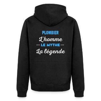 PLOMBIER homme mythe légende - Veste à capuche bio Premium Unisexe - noir - Dos - Nico (187cm)