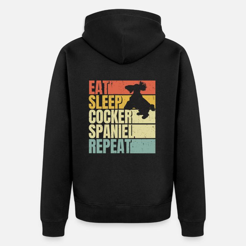 Manger dormir Cocker-épagneul répéter - Veste à capuche bio Premium Unisexe - noir