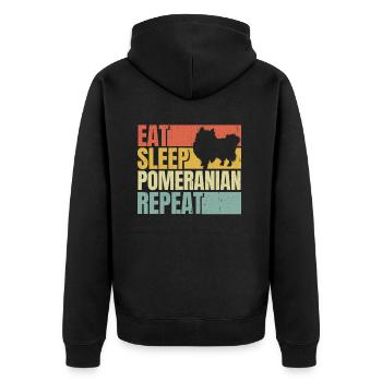 Zwergspitz Retro - Unisex Premium Bio Zip Hoodie - Schwarz - Hinten - Nico (187cm)