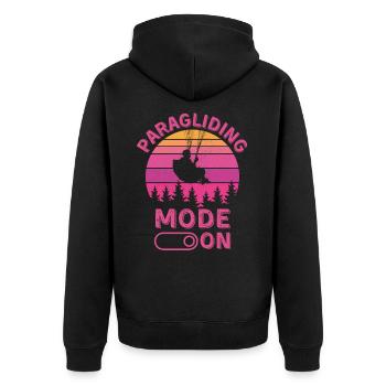 Gleitschirm-Modus ein - Unisex Premium Bio Zip Hoodie - Schwarz - Hinten - Nico (187cm)
