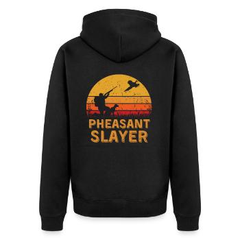 Pheasant hunting - Unisex Premium Organic Zip Hoodie - black - Back - Nico (187cm)