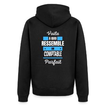 Voila a quoi ressemble un COMPTABLE parfait - Veste à capuche bio Premium Unisexe - noir - Dos - Nico (187cm)