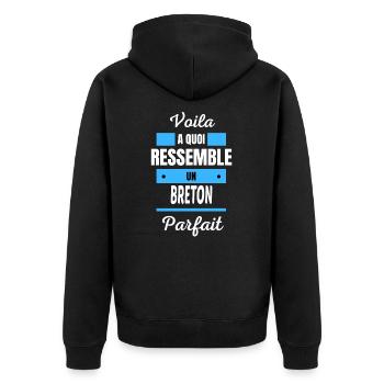 Voila a quoi ressemble un BRETON parfait - Veste à capuche bio Premium Unisexe - noir - Dos - Nico (187cm)