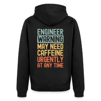 Ingenieur braucht dringend Kaffee - Unisex Premium Bio Zip Hoodie - Schwarz - Hinten - Nico (187cm)