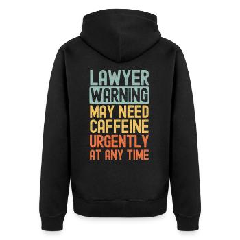 Lawyer need coffee urgently - Unisex Premium Organic Zip Hoodie - black - Back - Nico (187cm)