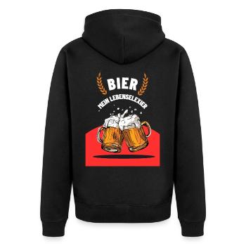 BIER - Unisex Premium Bio Zip Hoodie - Schwarz - Hinten - Nico (187cm)