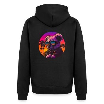 Synthwave Koala Sunset - Unisex Premium Organic Zip Hoodie - black - Back - Nico (187cm)