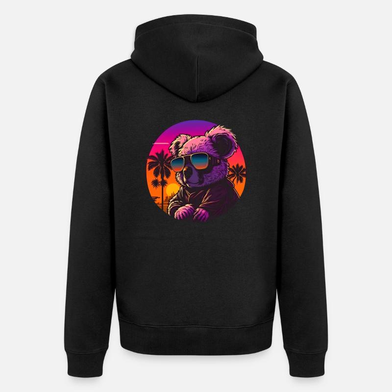 Synthwave Koala Sunset - Veste à capuche bio Premium Unisexe - noir