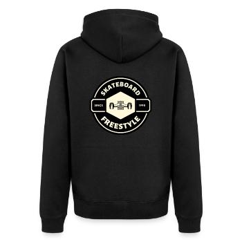 SKATEBOARD FREESTYLE X AXE X ROUEDE SKATE - Veste à capuche bio Premium Unisexe - noir - Dos - Nico (187cm)