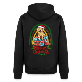 Golden Retriever Christmas - Unisex Premium Organic Zip Hoodie - black - Back - Nico (187cm)