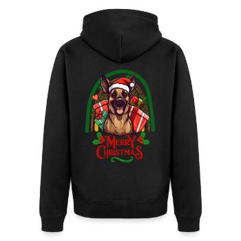 German Shepherd Christmas - Unisex Premium Organic Zip Hoodie - black - Back - Nico (187cm)