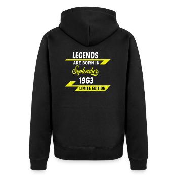 LEGENDS ARE BORN IN 1963 BIRTHDAY GIFT - Unisex Premium Organic Zip Hoodie - black - Back - Nico (187cm)