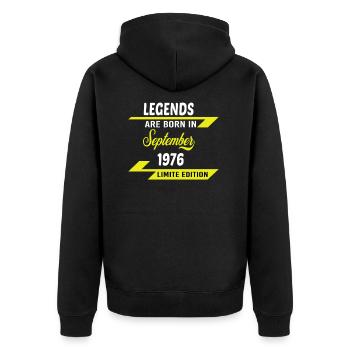 LEGENDS ARE BORN IN 1976 BIRTHDAY GIFT - Unisex Premium Organic Zip Hoodie - black - Back - Nico (187cm)