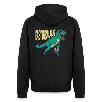 Eastersaurus Ostern T-Rex Dinosaurier Osterhase - Unisex Premium Bio Zip Hoodie - Schwarz - Hinten - Nico (187cm)