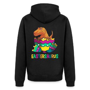 Eastersaurus Ostern T-Rex Dinosaurier Osterhase - Unisex Premium Bio Zip Hoodie - Schwarz - Hinten - Nico (187cm)