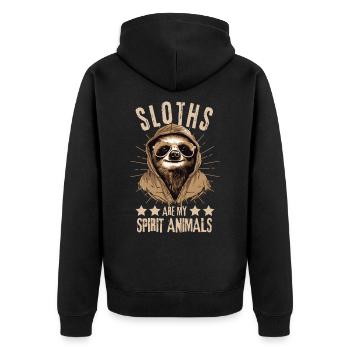 Sloth with sunglasses and hoodie - Unisex Premium Organic Zip Hoodie - black - Back - Nico (187cm)