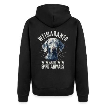 Weimaraner Liebhaber Geometrie Weimaraner Kunst - Unisex Premium Bio Zip Hoodie - Schwarz - Hinten - Nico (187cm)