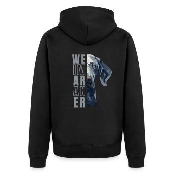 Weimaraner Liebhaber Geometrie Weimaraner Kunst - Unisex Premium Bio Zip Hoodie - Schwarz - Hinten - Nico (187cm)