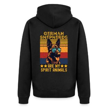 German Shepherd with sunglasses retro - Unisex Premium Organic Zip Hoodie - black - Back - Nico (187cm)